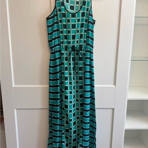 MICHAEL Michael Kors Teal and Black Patterned Maxi Dress